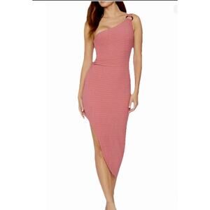Likely NWOT Harley One Shoulder Knit Rose Pink Sexy Date Dress w Slit 6